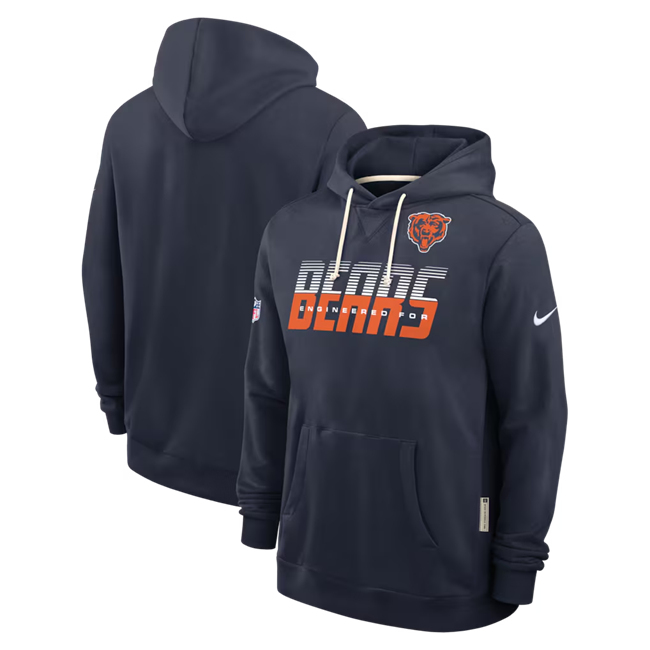 Men's Navy Chicago Bears Sideline Standard Issue Top Prospect Dri-FIT Hoodie